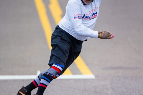 Lou Statman in the Luna Slalom Jam 2024 giant slalom course. Photo taken by Tate Nations.