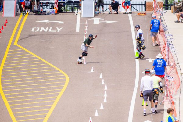 Sarah Byrd-Compton focused on the Luna Slalom Jam 2024 tight slalom course. Photo taken by Tate Nations.